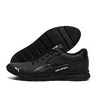 Мужские кроссовки из натуральной кожи Puma BMW MotorSport черные, Мужские кожаные повседневные кроссовки