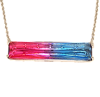 Подвеска на цепочке Xuping Родий "Двухцветный прямоугольный кристалл" размер 47-50см х 1мм