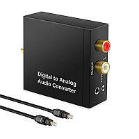 Оптичний аудіодекодер конвертер звуку optical SPDIF Toslink RCA-3.5 Перетворювач звуку в RCA і AUX 3,5 мм