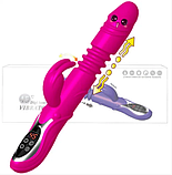Телескопічний подвійний вібратор кролик  27 см із підігріванням, вібромасажер для подвійної стимуляції з висування, фото 2