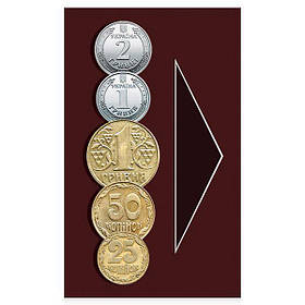 Наклейка Монети 1, 2 грн, вертикальна
