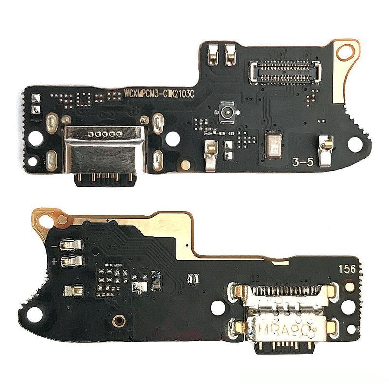 Шлейф (Flat cable) для Xiaomi Redmi 9T з роз'ємом зарядки, мікрофоном та компонентами, фото 1