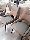 Поворотне крісло R-50 какао Vetro Mebel, екошкіра + чорний метал, фото 3