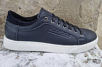 Baldinini мужские кожаные кеды спортивные туфли кожа тёмно-синие стильные 40,42,43