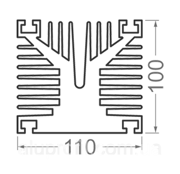 Алюминиевый профиль радиаторный 110х100 Б/П - Алюминиевый радиаторный профиль - фото 1 - id-p1575964264