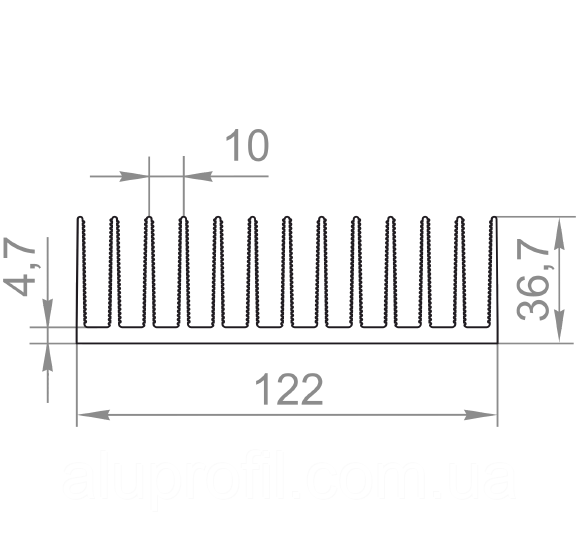 Алюмінієвий профіль радіаторний 122х36,7 Б/П - Алюмінієвий радіаторний профіль