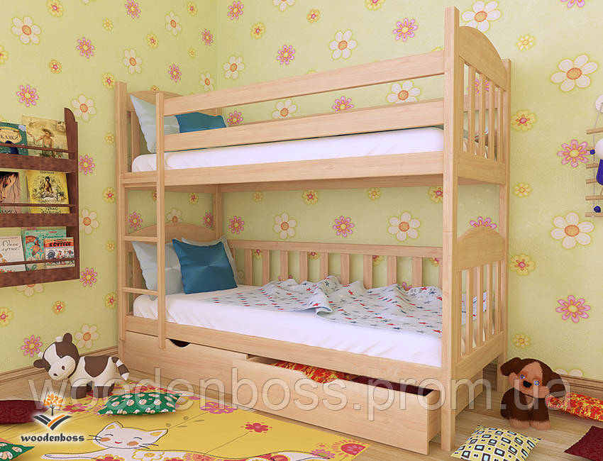 Ліжко двоярусне дитяче підліткове від "Wooden Boss" Артур (спальне місце: 80 см х 190/200 см)