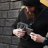 Тактична чорна чоловіча сумка через плече HAMMER з тканини, фото 6