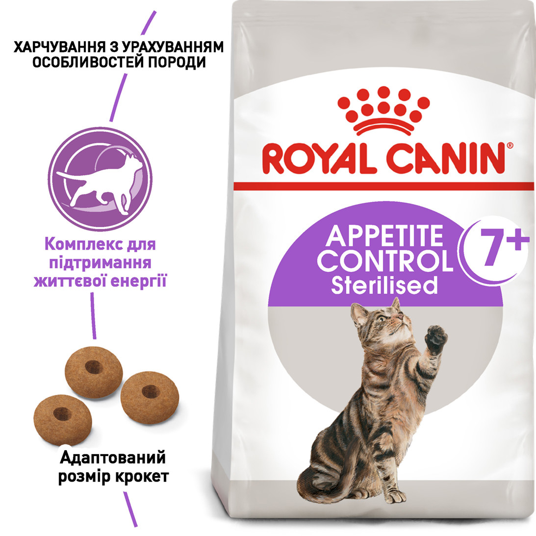 Сухий корм Royal Canin Sterilised Appetite Control 7+ для котів 1,5КГ