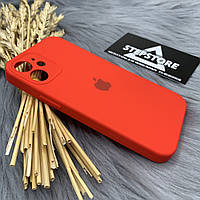 Чехол силиконовый Silicone Case Full Camera 360 для iPhone 12 mini с микрофиброй противоударный soft Product Red