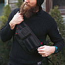 Чоловіча сумка-трансформер на плече або на пояс GOR-TEC чорна тактична з тканини А, фото 9