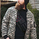 Нагрудна чоловіча сумка чорна тактична на плече або на пояс GOR-TEC з тканини А, фото 3