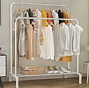 Підлогова подвійна стійка для одягу Double floor Hanger - Біла /Портативна вішалка для одягу і взуття, фото 3