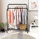 Підлогова подвійна стійка для одягу Double floor Hanger — Чорна/ Портативна вішалка для одягу та взуття, фото 4