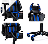 Геймерське Комп'ютерне Крісло ZANO DRAGON BLUE Крісло для Геймерів з відкидною підставкою для ніг, фото 3