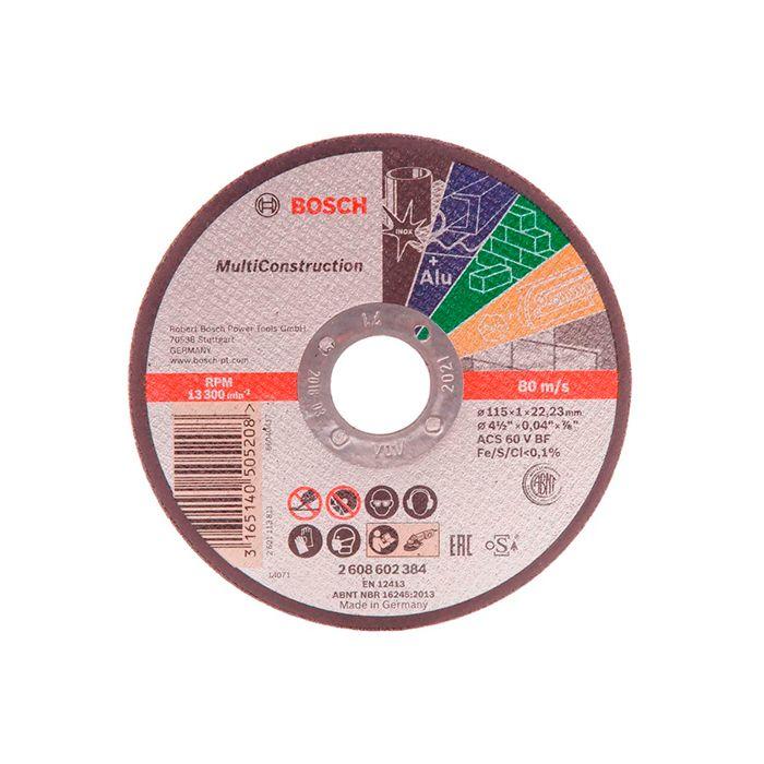 Круг відрізний Bosch Multi Construction прямий 115x1 мм (260008602384), фото 1
