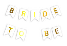 Паперова гірлянда золото на білому принт "Bride to be" 2,3м