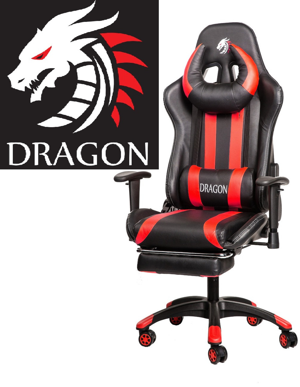 Геймерське Комп'ютерне Крісло ZANO DRAGON RED Крісло для Геймерів з відкидною підставкою для ніг