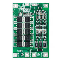 BMS контролер 3S 60A для Li-Ion акумуляторів з балансиром, 4х41х62 мм