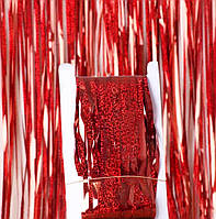 Шторка для фотозони з дощику (фольгована) | Червоний голограма 1х2м.