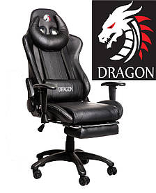 Геймерське Комп'ютерне Крісло ZANO DRAGON BLACK Крісло для Геймерів з відкидною підставкою для ніг