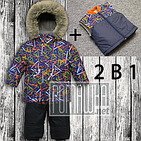 98 2-3 роки (92) термо роздільний зимовий дитячий комбінезон куртка і напівкомбінезон на овчині для хлопчика 5025