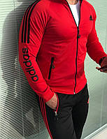Чоловічі Спортивні Костюми на Блискавці Adidas, Спортивний чоловічий костюм Двонитка трикотаж червоний Адідас