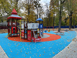 Двухслойное покрытие из ЭПДМ и СБР крошки для детской площадки, г. Харьков, парк Маяковского 6
