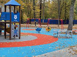 Двухслойное покрытие из ЭПДМ и СБР крошки для детской площадки, г. Харьков, парк Маяковского 7