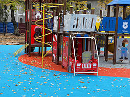 Двухслойное покрытие из ЭПДМ и СБР крошки для детской площадки, г. Харьков, парк Маяковского 8