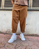 Джинсы брюки chinos чинос мужские свободные с зауженным низом коричневые оверсайз