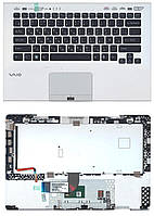 Клавиатура для ноутбука Sony Vaio (VPC-SB) Black, (Silver TopCase), RU (for fingerprint reader)