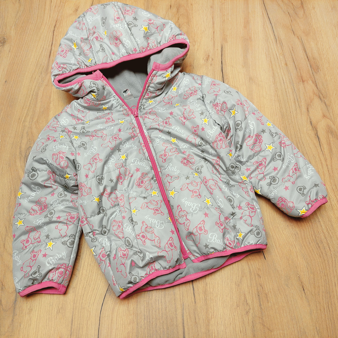 Дитяча осіння, весняна куртка р 104 з капюшоном для дівчинки на флісі і синтепоні, Україна Д22, фото 1