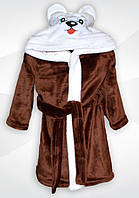 Дитячий махровий Халат Ведмедик. Махровий дитячий халат з вушками. Дитячий халат з вишивкою на капюшоні