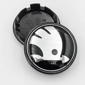 Ковпачки (заглушки) в литі диски Skoda 65 мм Чорні Хром, фото 2
