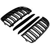 Решітки радіатора BMW 3 E90 E91 дорестайл M Performance чорні глянцеві двореберні ніздрі БМВ, фото 2