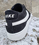 Nike SB blazer чоловічі чорні кеди натуральний нубук кросівки біла підошва, фото 4