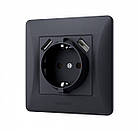Розетка чорна одинарна + 2 USB VIDEX BINERA графіт (VF-BNSK1GU2-BG)(20/120), фото 3