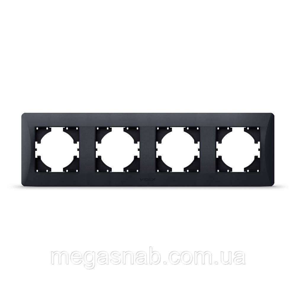 Рамка горизонтальна чорна четверна VIDEX BINERA графіт (VF-BNFR4H-BG)(12/72), фото 1
