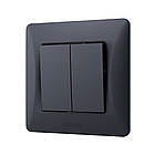 Вимикач чорний двоклавішний VIDEX BINERA графіт (VF-BNSW2-BG) (20/120), фото 3