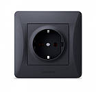 Розетка із заземленням чорна одинарна VIDEX BINERA графіт (VF-BNSK1G-BG)(20/120), фото 2