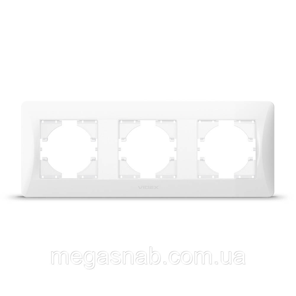 Рамка біла на 3 місця горизонтальна VIDEX BINERA, фото 1