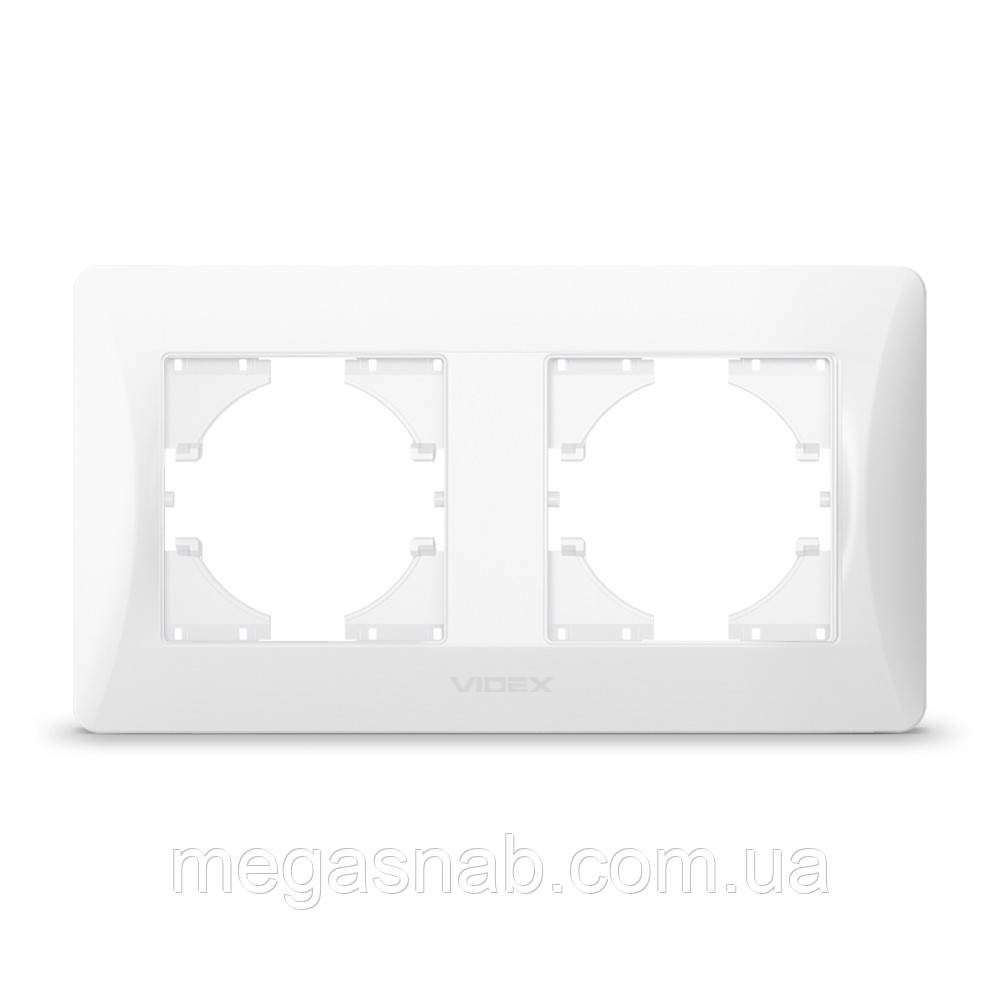Рамка біла на 2 місця горизонтальна VIDEX BINERA, фото 1