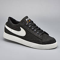 Nike SB blazer мужские чёрные кеды натуральный нубук кроссовки белая подошва