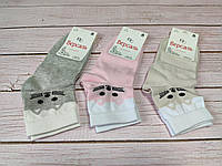 Носки женские качественные деми средней длины хлопковые с принтом "Котик" 36-39 размер 12 штук упаковка
