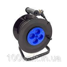 Подовжувач на котушці на 4 розетки без З/К кабель ПВС 2х1,5 - 50 метрів, фото 1