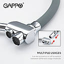 Смеситель Gappo для кухни с гибким изливом под фильтр серый/хром, фото 5