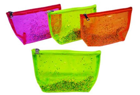 Косметичка прозора "НЕОН ЗОЛОТИМИ КАМУШКАМИ" 13*21,5см, фото 1