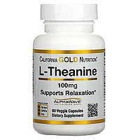 L-теанин 100 мг California Gold Nutrition L-Theanine способствует расслаблению и концентрации 60 капсул