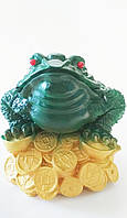 Садовая фигура лягушка с монетами керамическая